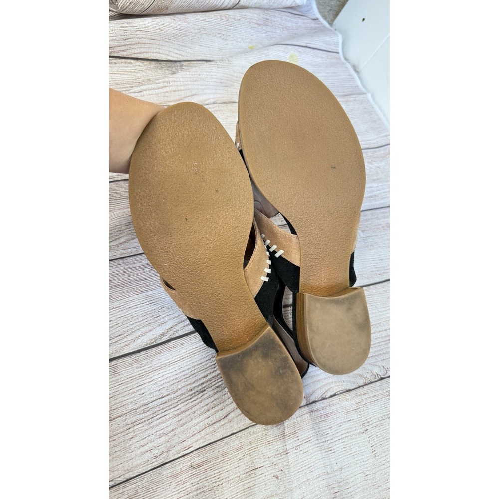 Jack Rogers Amelia City Sandals Size 8 Black Tan Suede Leather Slingback Flat - Picture 4 of 6